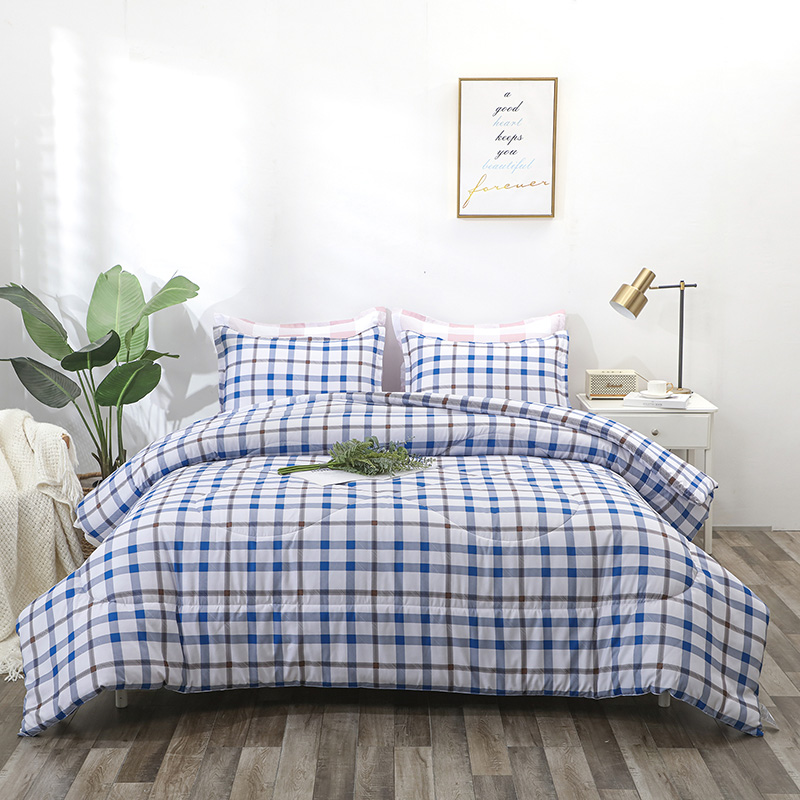 Blue Grid Comforter Set